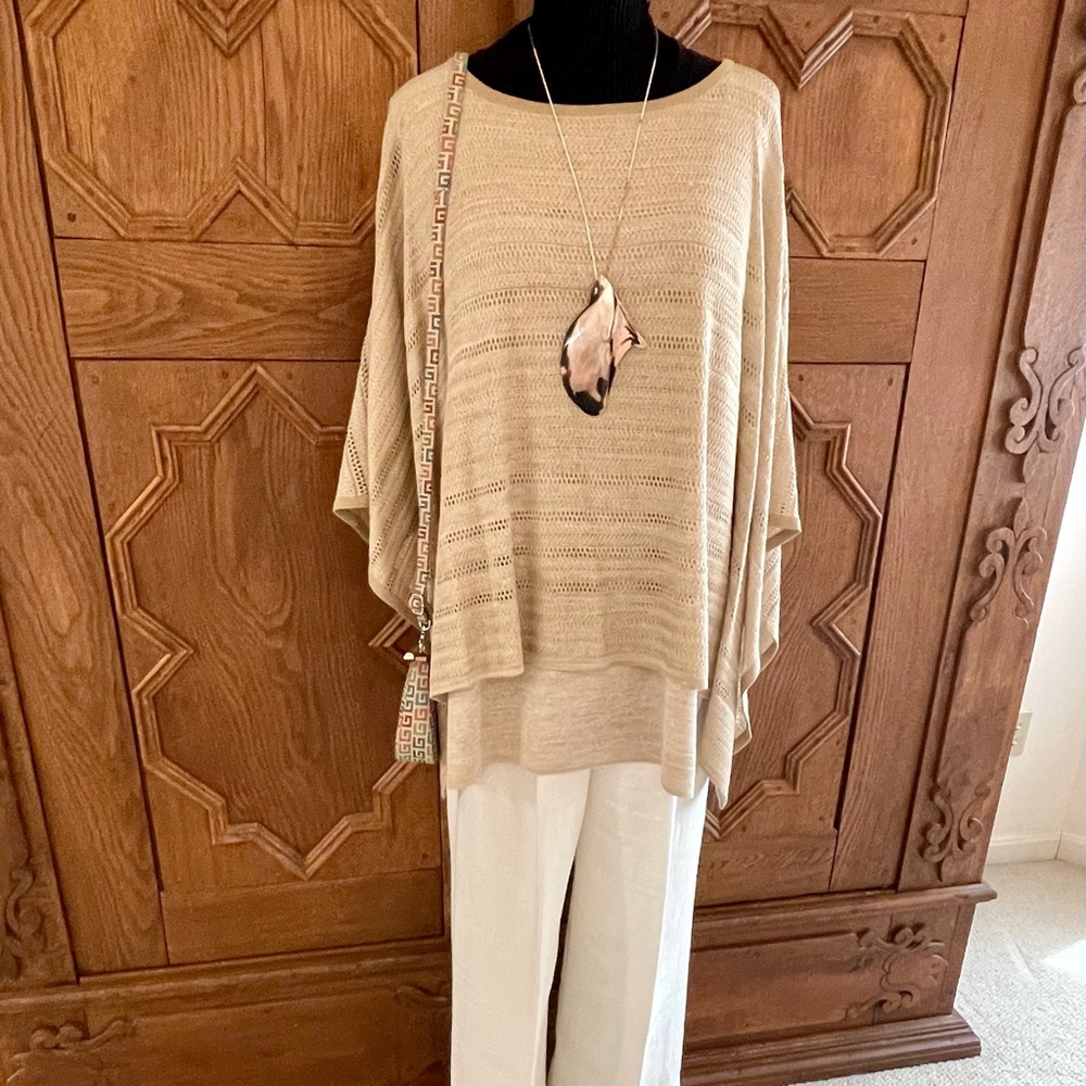 Misook sleeveless knit shell with attached poncho